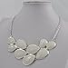 JANE STONE Silver Color Bubble Bib Necklace Fancy Chunky Necklace Fashion Jewelry Statement Necklace Evening Party Jewellery(Fn0564-S-Ivory)