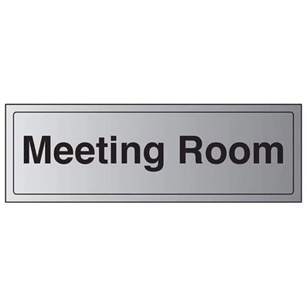 V Safety General Door-Meeting room Sign - 300 mm x 100 mm - 1.6 mm Alu Rigid Plastic Safety Sign