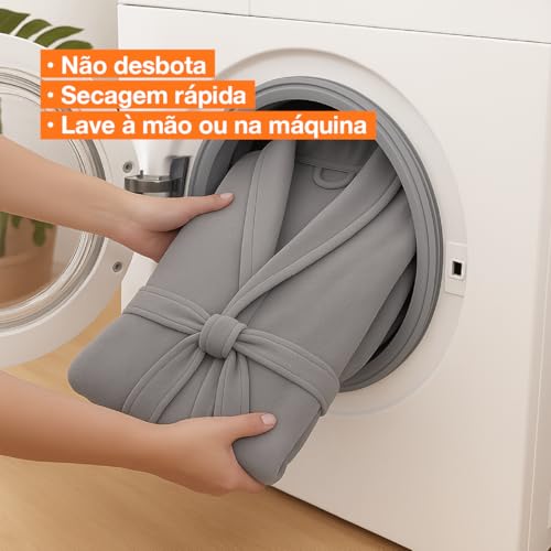 Roupão Microfibra Feminino Masculino Unissex Adulto Quentinho Inverno Frio Super Macio Confortável Antialérgico Secagem Rápida Saída de Banho Casa Hotel Enveloz