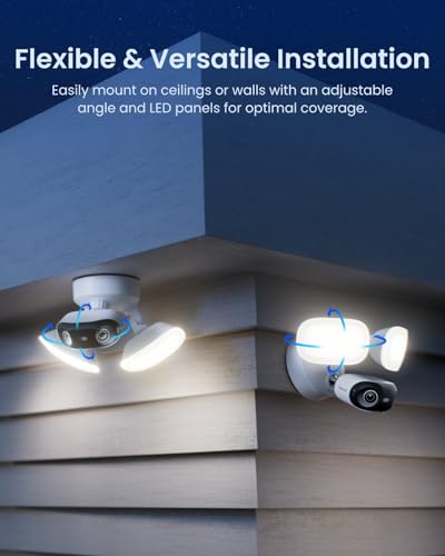Reolink Elite Floodlight WiFi, 4K 8MP 180° Panoramic Wired Floodlight Camera, Adjustable 3000 Lumens Spotlights, AI Video Search, Dual-Band Wi-Fi 6, 24/7 Recording, No Monthly Fees