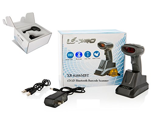 LS-PRO 2D QR wireless Bluetooth Barcode Scanner with USB Cradle Receiver Charging Base handheld 1D/2D Data matrix PDF417 image reader 100 ft Transmission Range long-life Battery 2200mA,1 Year Warranty