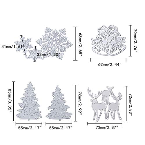 Conleke Merry Christmas Cutting Dies Set -Bell Deer Xmas Tree Dies Cuts Metal Stencil Template for DIY Scrapbook Album Paper Card Making Craft Decoration