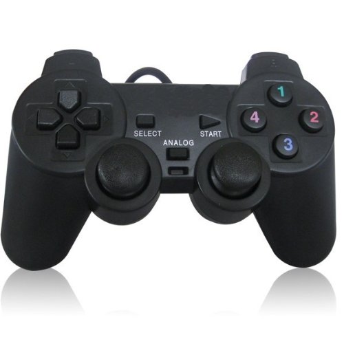 Donop New Black USB Dual Shock PC Computer Wired Gamepad Game Controller Joystick Joypad