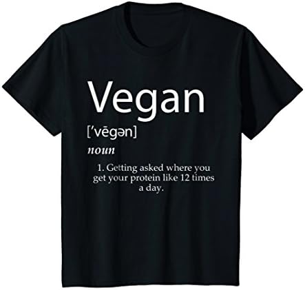Kids Vegan Definition Shirt Funny Veganism Protein Cookbook Gift 12 Black