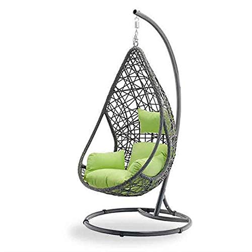 ZHJIUXING SF deckenhaken hängesessel, Schaukelstühle Rattan Hängekorb Outdoor Freizeit Balkon Innenhof Eisen Single…
