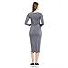 Cotase Women’s Bracelet Sleeve Scoop Neck Classic Bodycon Midi Dress (XL, Dark Grey)