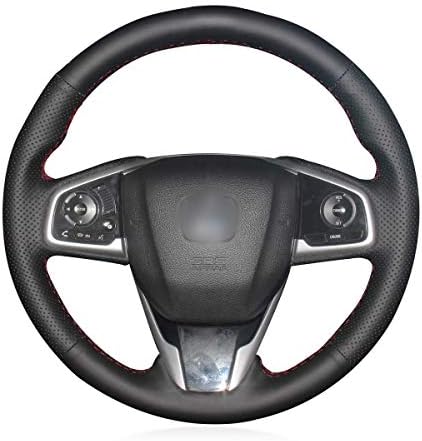 YHEGV black faux leather steering wheel cover sewn by hand for political 10 Civic CRV CRV 2016-2019 2017-2019 2016-2018 Clarity interior trim