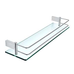 Sayayo Estante de vidrio templado para baño con riel montado en la