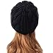 Locomo Men Women Boy Girl Slouchy Cabled Pattern Knit Beanie Crochet Rib Hat Brim Newsboy Cap Warm FAF026BLK Black by Locomo Hats