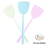 Fly Swatter, Wonderfulsky 3-pack Manual Swat Pest Control- Long Plastic Handle ( 18 inch ) Hand Swatters for Flies - Easy for Kids to Use