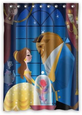 Personalized Custom Cartoon Beauty and the Beast Thermal Insulation Blackout Living Room, Bedroom Window Curtain 52 "x72"