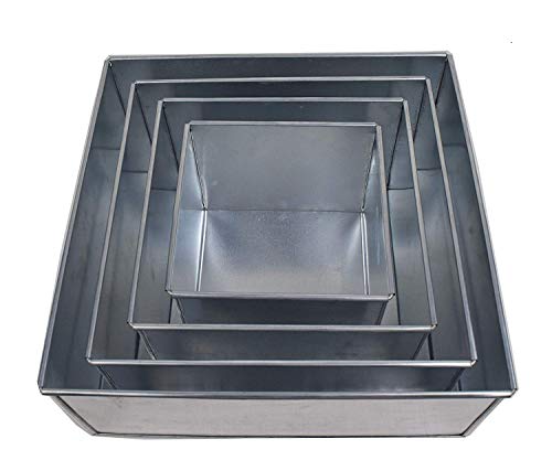4 Tier Square Multilayer Wedding Birthday Anniversary Baking Cake Tins Cake Pans 6" 8" 10" 12" - EUROTINS