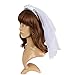 Valdler 2-Tier Beaded Veil with Attached Floral Headband for Girl White