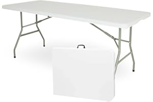 GAON LEGACY Folding Table 6ft Long Portable Heavy Duty Plastic with Carrying Handle for Indoor Outdoor Camping Parties or Events