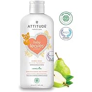 ATTITUDE Natural Baby Bubble Wash, EWG Verified, Hypoallergenic, Pear Nectar, 16 Fluid Ounce (473 mL)
