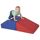 ECR4Kids SoftZone Step-n-Slide - Beginner Foam Play Structure for Toddlers, Red/Blue