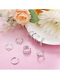 YADOCA 9 Pcs Adjustable Open Toe Rings Knuckle Ring Set for Women Girls Vintage Foot Jewelry Various Types Silver Tone Gold Tone Rose Gold Tone