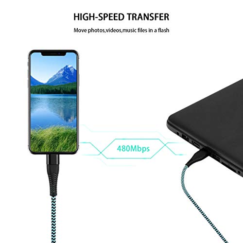 image for Short USB Type C Cable,Yostyle 1FT 3Pack Nylon Braided USB A to C Fast