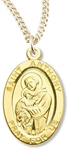 Heartland StoreBoy's 16kt Gold Over Sterling Silver Saint Anthony Pendant + 20 Inch Gold Plated Chain & Clasp