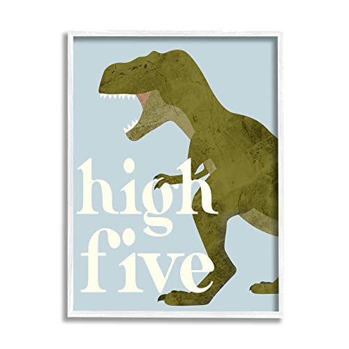 Stupell Industries High Five Roaring Dinosaur T-Rex Kids Typography Framed Wall…