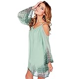 Flymall Womens Summer Open Shoulder Chiffon Shift Dress