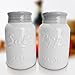 White Vintage Inspired Ceramic Mason Jar Salt and Pepper Shakers (8 oz) - Set of 2, Super Cute, Retro, Aqua Blue Decorative and Functional, Durable Ceramic Shakers by My Fancy Farmhouse…