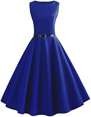 Womens Dresses Plus Size Sexy Ladies Solid Sleeveless O Neck Belt Evening Vintage Gown Party Prom Swing Elegant Dress
