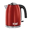 Russell Hobbs Colours Plus+ Flame Red Waterkoker Rood (1,7L), Snelkookfunctie, Zuinig, 2400 Watt, RVS, Hoogglans…