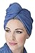 Texere Women's Bamboo Hair Towel Wrap (2-Pack, Kashmir Blue/Natural White, Unisize) Quick Drying Absorbent Hair wrap for Her TX-AB011-001-4214-R-U