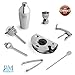 Barman Premium Cocktail Bar Set : 8 Piece Stainless Steel Professional Martini Cocktail Shaker, Jigger, Strainer, Tongs, Openers, Holder and Bonus 100+ Cocktail Recipes (ebook)+Stirring Spoon