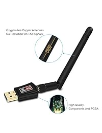 Zoweetek 600 Mbps 802.11 ac WiFi Dongle con 2.4 ghz 5.8GHz Dual Band, USB 2.0 adaptador de red inalámbrico con 2dBi Antena externa para Win XP 7 8 10, Mac OS X 10.6   10.11 y Linux
