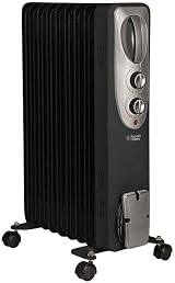 Russell Hobbs 2kW Oil Filled Radiator 9 Fin Portable Heater Black -AZ view 2