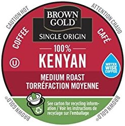Brown Gold Single Origin Coffee Capsules, 100% Kenyan, Medium Roast, Compatible with Keurig K-Cup Brewers, 24 Count