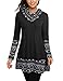 Bebonnie Tops to Wear with Leggings, Women's Long Sleeve Cowl Neck Patchwork Casual Tunic Top Vintage A-Line Flared Blouse Black X-Large