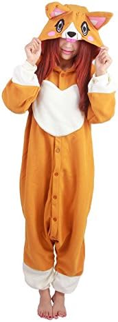 Adult Unisex Anime Cosplay Outfit Costume Onesies Pajamas Romper Clothing (L, Orange Corgi Dog)