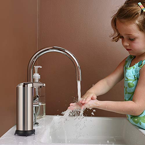 Cakie Soap Dispenser, Touchless Automatic Soap Dispenser, Infrared Motion Sensor Stainless Steel Dish Liquid Hands-Free Auto Hand Soap Dispenser, Upgraded Waterproof Base