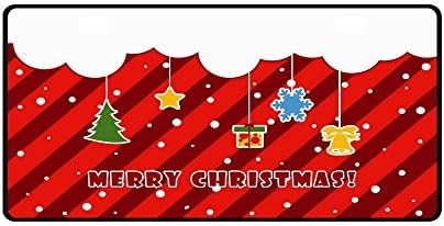 Christmas Merry New Year Happy Strong And Durable Aluminum Car Metal License Plate Frame for Women/Men Two Holes Tag 11.8" X 6.1"