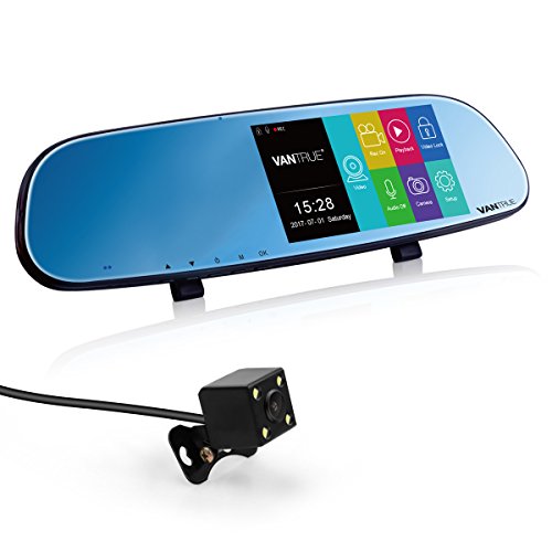 Vantrue N3 Dual dash cam 5â€™â€™ IPS Touch Screen FHD 1080P Rear view Mirror Dash Cam and IP 67 Waterproof Car Reverse Backup Camera with Low Light Level Night Vision