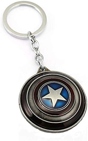 RSEE Captain America Shield Marvel Avengers Superhero Rotating/Revolving Metal Key Chains (Grey)