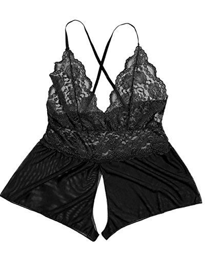 Cotyledon-Women-Lingerie-Open-Crotch-Leotard-Teddy-Nightwear-Lace-Chemises-Babydoll-Miniskirt-FBA