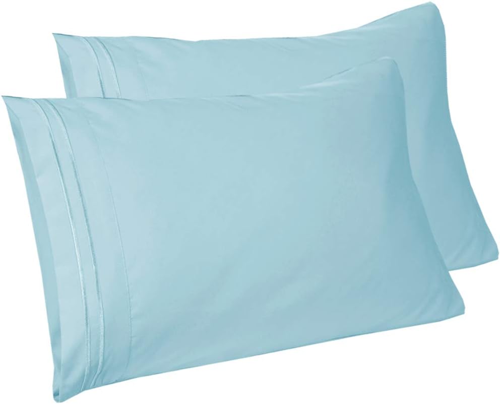 Mejoroom Luxury Pillowcase Set Brushed Microfiber 1800 Bedding - Wrinkle, Fade, Stain Resistant - Hypoallergenic (2 Pillowcases Standard, Teal) (2 Pillowcases Standard, Aqua)