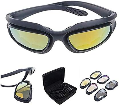 Polarized Driving Motorcycle Riding Sun Glasses Padding Goggles Sunglasses for Men Women with 4 Lens for Bicycle Outdoor Activity Sports Hunting Military