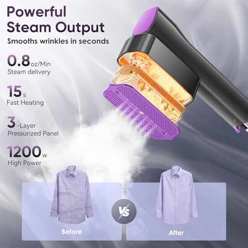 VIWAVE Clothes Steamer Handheld,100-240V Dual Voltage Travel Steamer for Clothes,2-in-1 Steam Iron with 4 Modes & LED Display,1200W Garment Steamer Clothing,Portable Steamer for Global Travel & Home
