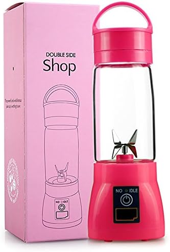 Herasa Mini Juice, USB Juicer Cup, Fruit Mixing Machine, Portable Personal Size Electric Fruit Mixer Blender, Water Bottle 380ml with USB Charger Cable Portable Juice Blender and Mixer (red)