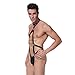 YiZYiF Men's Black Faux Leather Bodysuit Harness Underwear With Pouch
