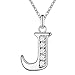 SWOPAN Initial 26 Letters Alphabet Personalized Monogram Name Charms Pendant Necklace Women Silver Link Chain Jewelry Cubic Zirconia A-Z