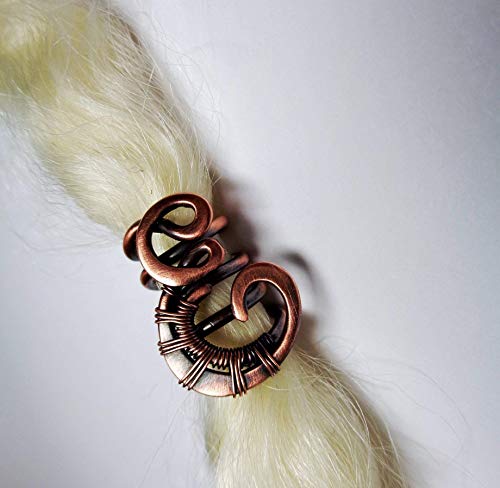 Initial Dread Bead with Letter E - Copper Loc Jewelry for Dreads or Braids - Memory Gift, Monogram Dreadlock Accessory - Thumbnail 2