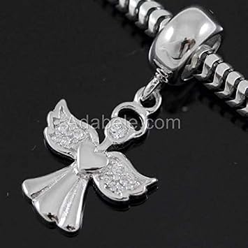 Sparkling Winged Angel Dangle .925 Sterling Silver Charm Fits One Pandora, Biagi, Troll, Chamilla And Many Other European Charm #Ec512 (736983255068)