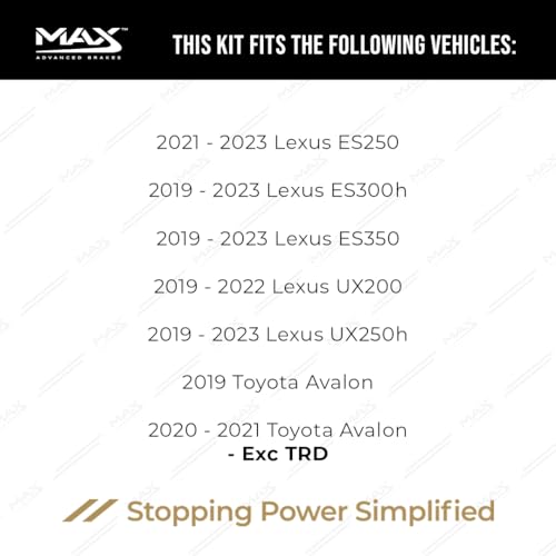 MAX Advanced Brakes - Brake Kit For 2018-2023 Toyota Camry (XLE, XSE, Hybrid), Toyota Corolla Cross, Lexus UX, Lexus ES| Carbon Ceramic Brake and Rotor Kit Front and Rear| OE Replacement Brake Rotors