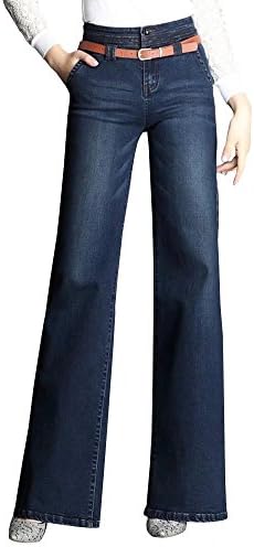 Wxian Women's Casual High Waist Single-Breasted Wide Leg Jeans